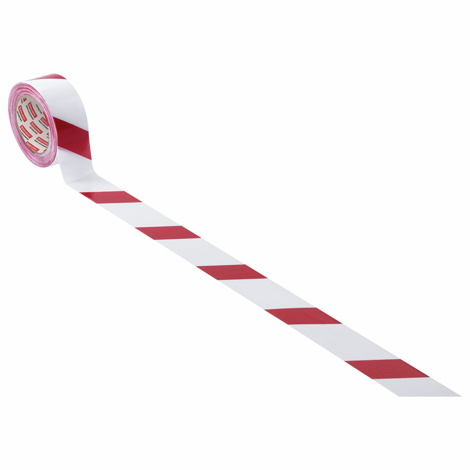 картинка Лента сигнальная, 50мм*200м, красно-белая, BRAUBERG, 604890 от магазина Альфанит в Кунгуре