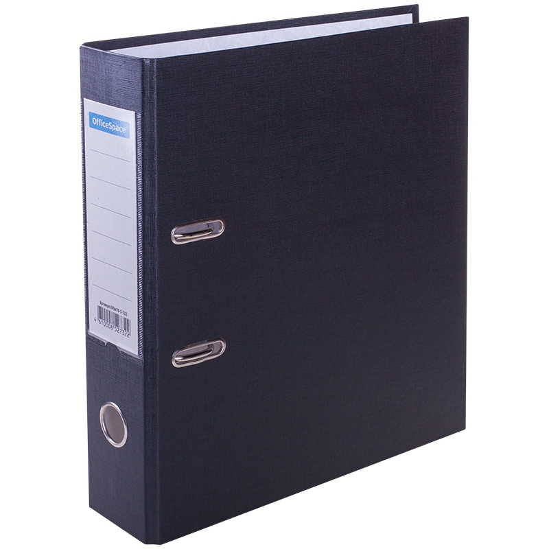 картинка Папка-регистратор, А4, корешок 70 мм, до 500 л, бумвинил, черный, с карманом, OfficeSpace, 162580 от магазина Альфанит в Кунгуре