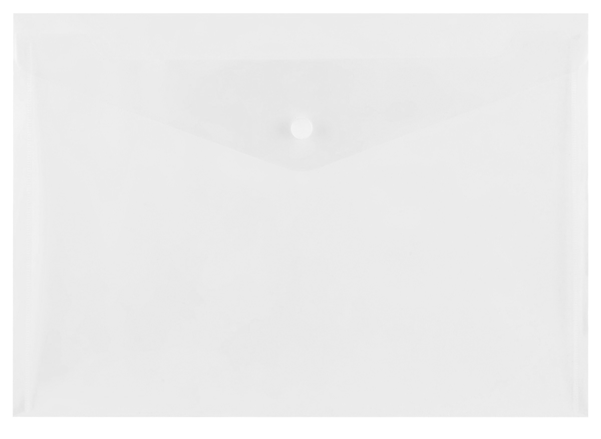 картинка Папка-конверт на кнопке, А4, 150 мкм, пластик, прозрачный, СТАММ, ММ-32272 от магазина Альфанит в Кунгуре