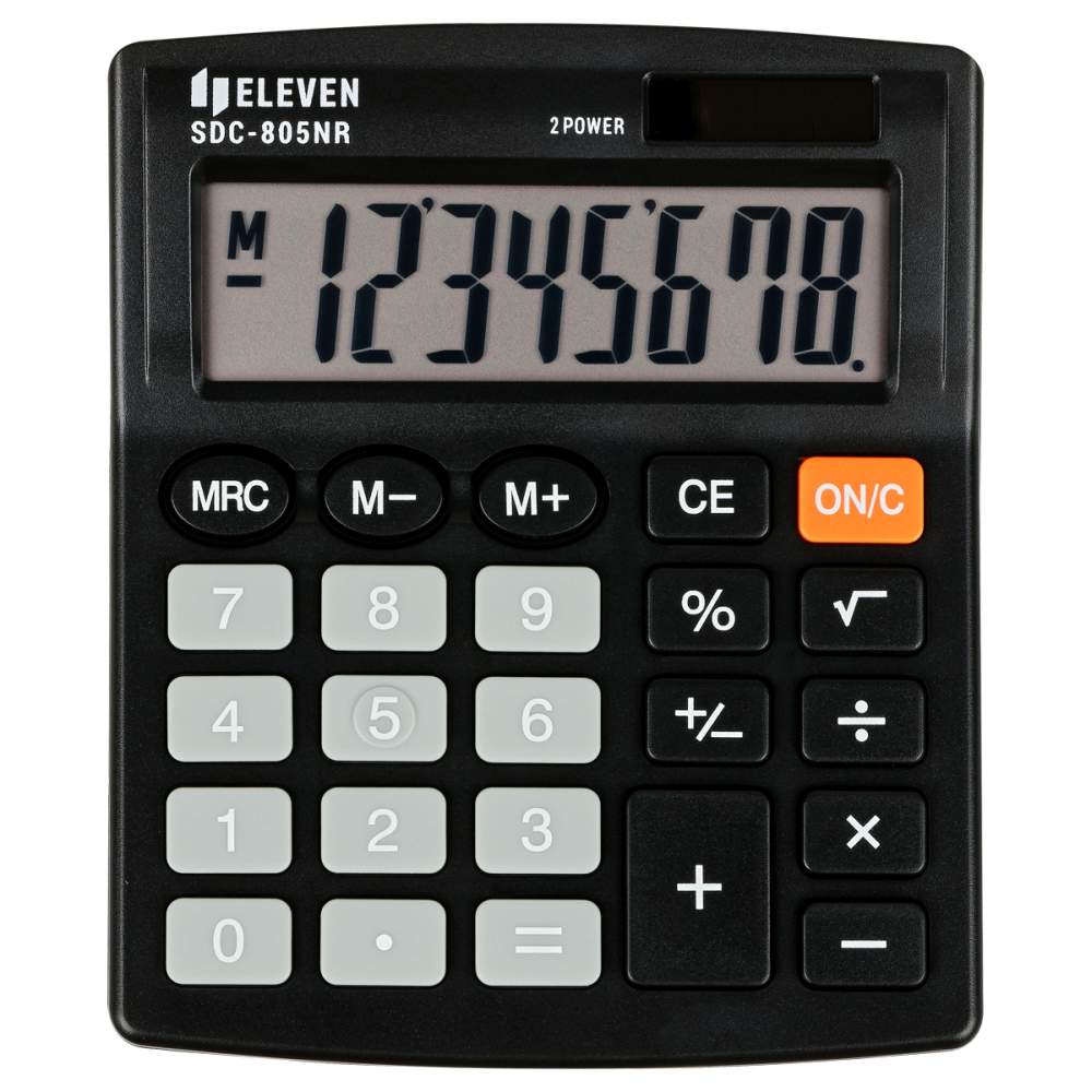 картинка Калькулятор настольный, 8 разрядов, 12,7*10,5*2,1 см, двойное питание, черный, Eleven, SDC-805NR от магазина Альфанит в Кунгуре