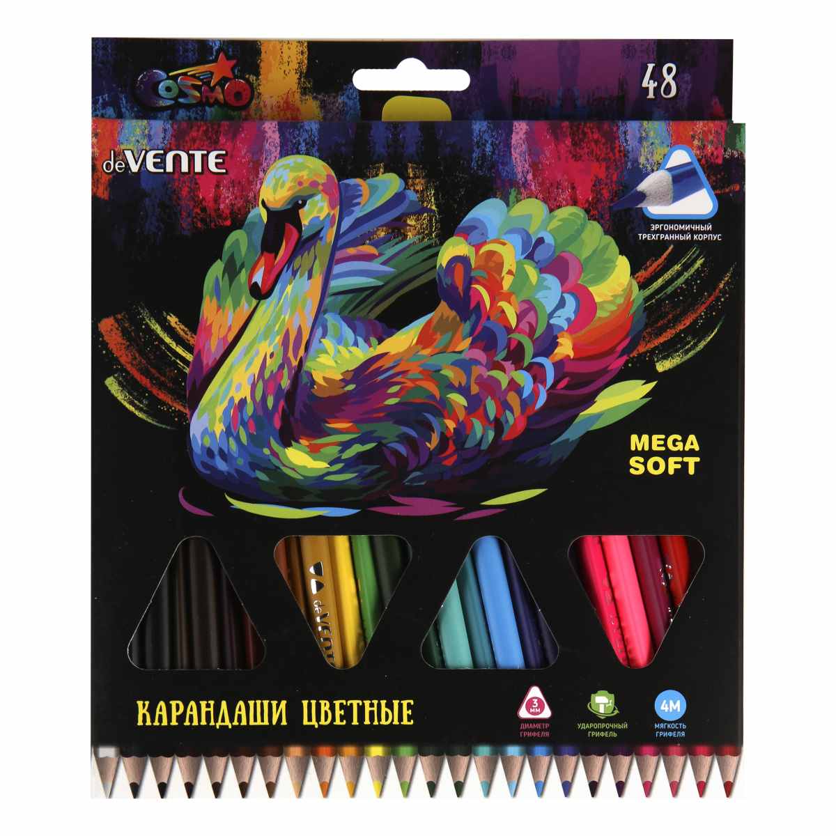 картинка Карандаши цветные, 48 цв, 48 шт, дерево, трехгранный корпус, заточенные, "Trio Mega Soft", deVente, 5025000 от магазина Альфанит в Кунгуре