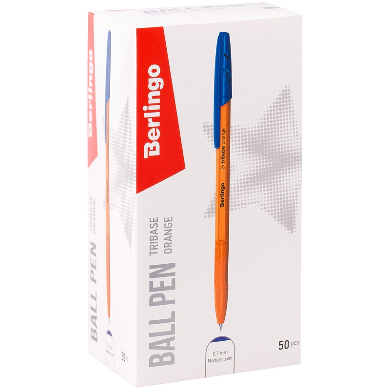 картинка Ручка шариковая, 0,7 мм, синяя, "Tribase Orange", Berlingo, CBp_70910 от магазина Альфанит в Кунгуре