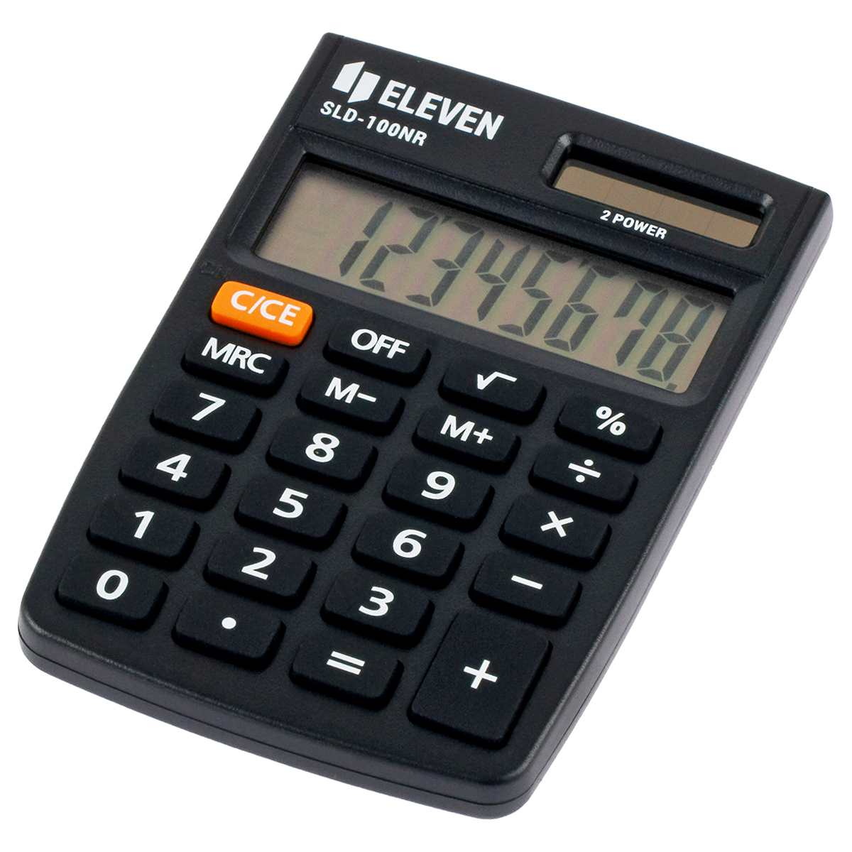 картинка Калькулятор настольный, 8 разрядов, 5,8*8*1 см, двойное питание, черный, "SLD-100NR", Eleven от магазина Альфанит в Кунгуре