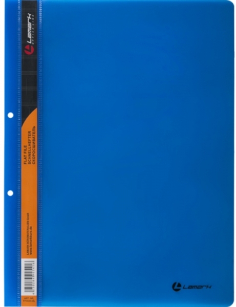 картинка Папка-скоросшиватель с прозрачным верхом, А4, 180 мкм, пластик, синий, с перфорацией, Lamark, FF0049-BL от магазина Альфанит в Кунгуре