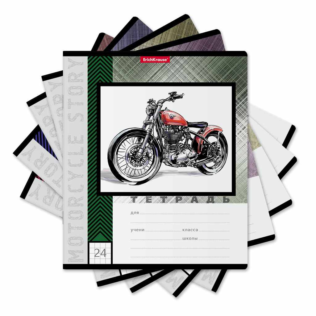 картинка Тетрадь 24 л, А5, клетка, "Motorcycle Story", Erich Krause, 49233 от магазина Альфанит в Кунгуре