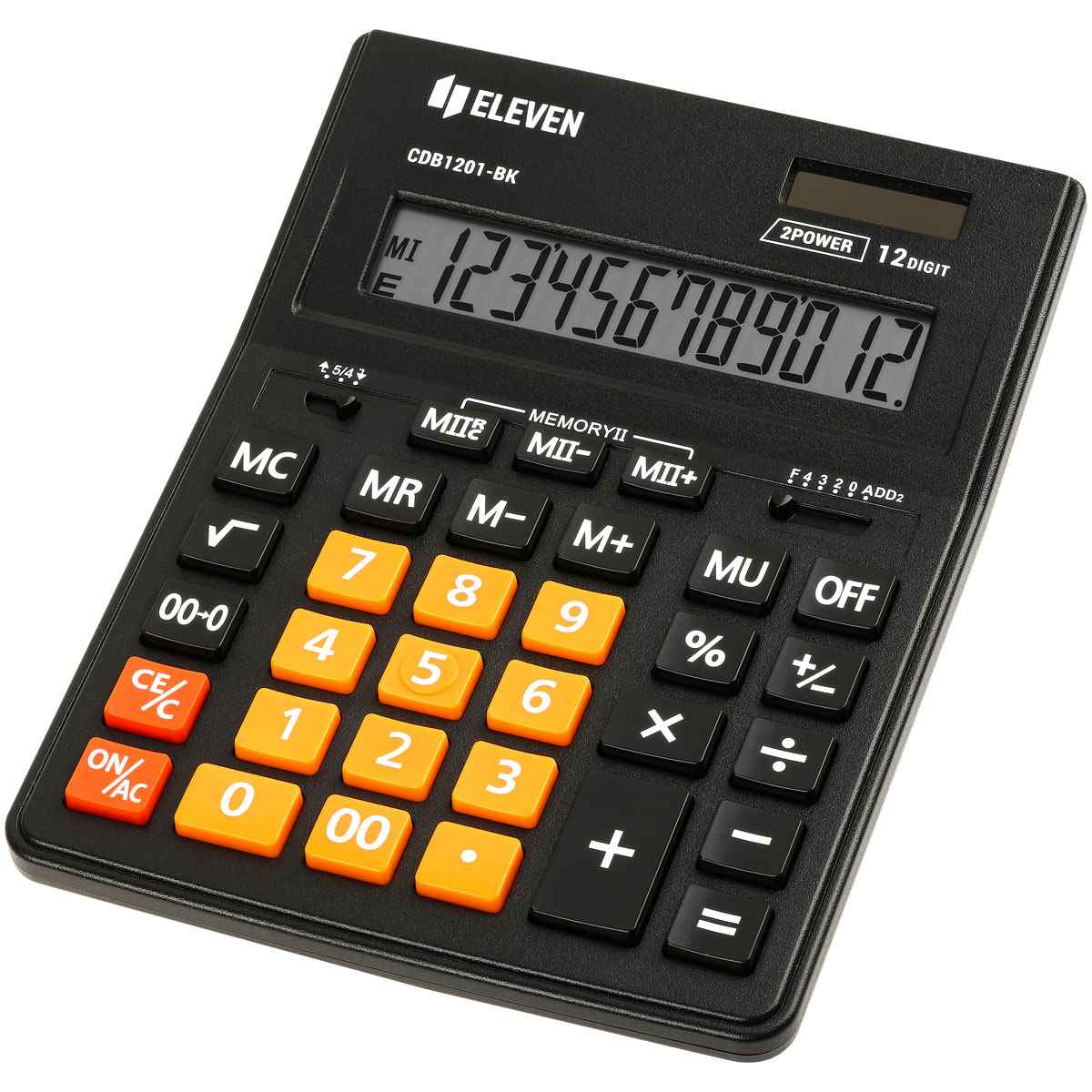 картинка Калькулятор настольный, 12 разрядов, 15,5*20,5*3,5 см, двойное питание, "CDB1201-BK/OR", Eleven от магазина Альфанит в Кунгуре