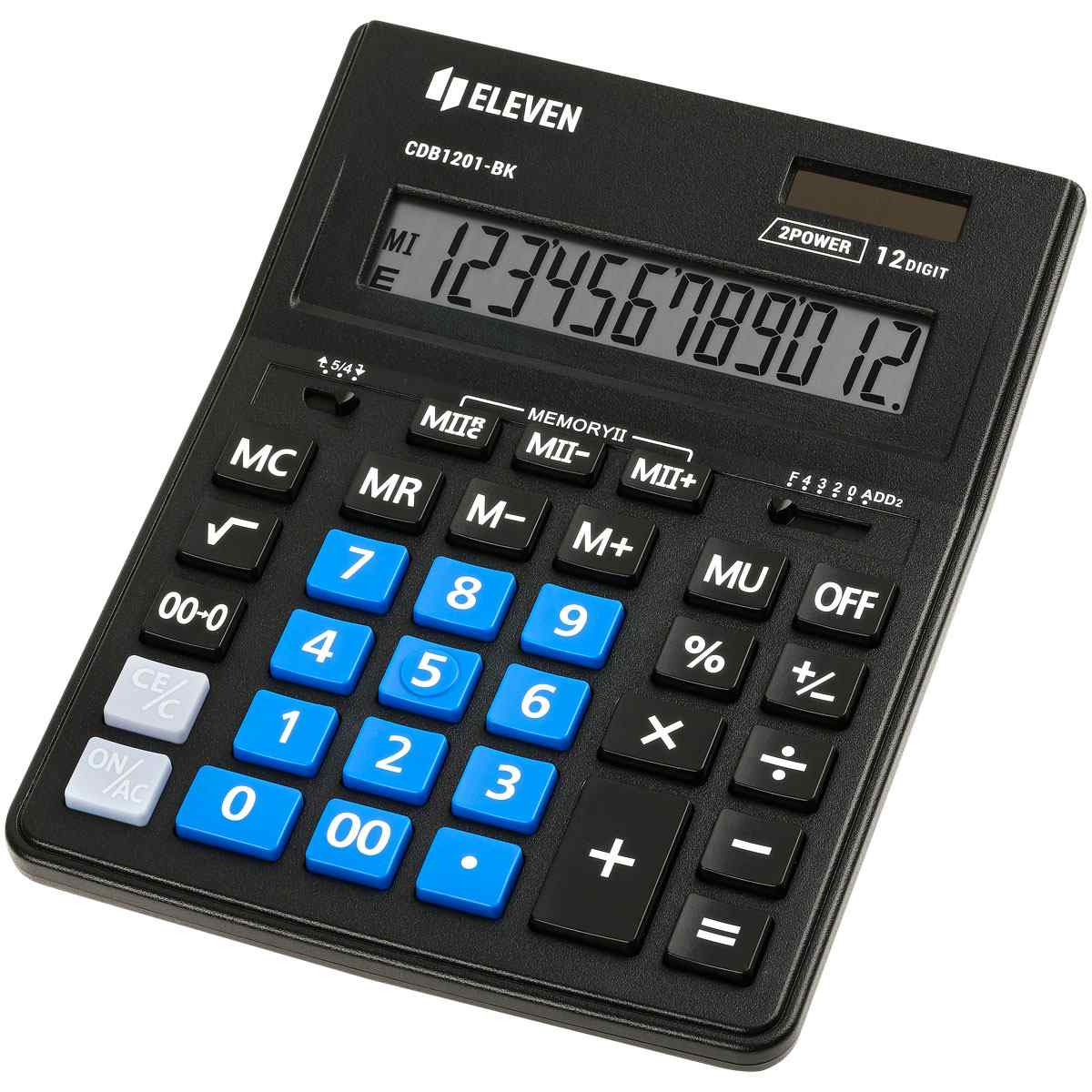 картинка Калькулятор настольный, 12 разрядов, 15,5*20,5*3,5 см, двойное питание, "CDB1201-BK/BL", Eleven от магазина Альфанит в Кунгуре