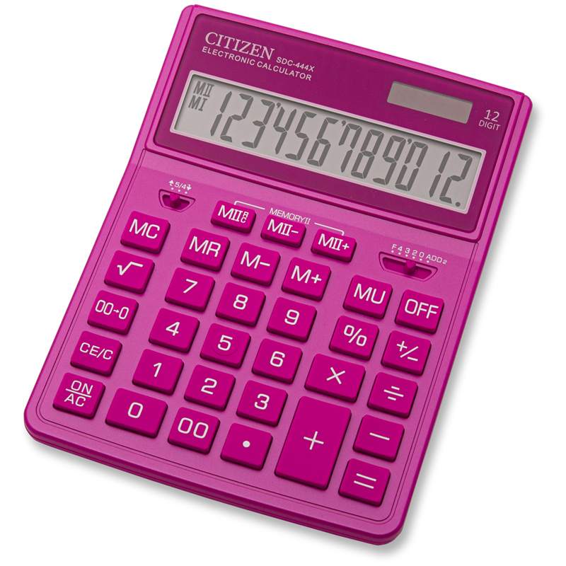 картинка Калькулятор настольный, 12 разрядов, 15,5*20,4*3 см, двойное питание, розовый, "SDC444XRPKE", CITIZEN от магазина Альфанит в Кунгуре