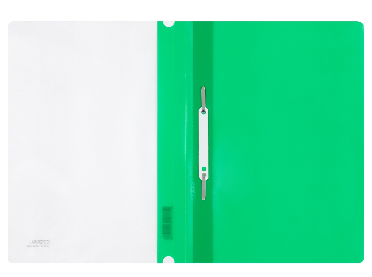 картинка Папка-скоросшиватель с прозрачным верхом, А4, 180 мкм, пластик, зеленый, с перфорацией, СТАММ, ММ-30921 от магазина Альфанит в Кунгуре