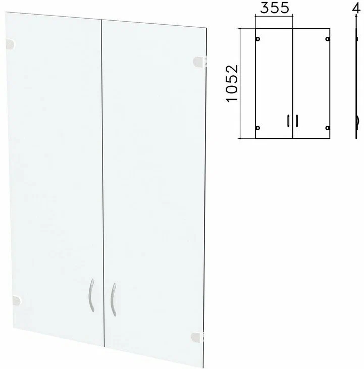картинка Двери "Бюджет", 2 шт, 355*4*1052 мм, стекло, средняя, без фурнитуры, 402655, ш/к 60212, 640641 от магазина Альфанит в Кунгуре