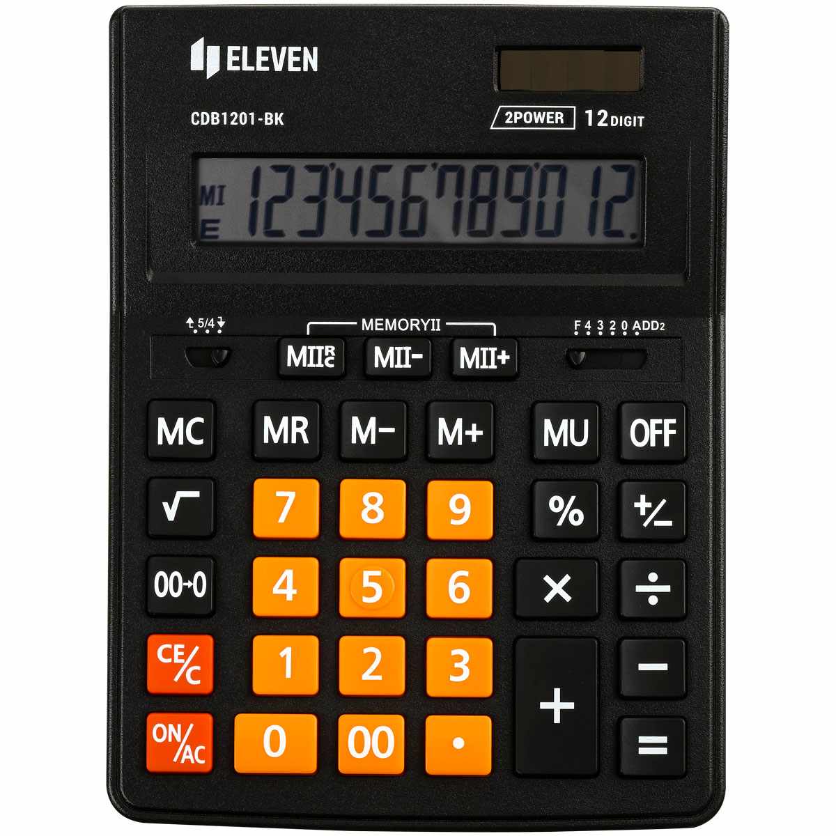 картинка Калькулятор настольный, 12 разрядов, 15,5*20,5*3,5 см, двойное питание, "CDB1201-BK/OR", Eleven от магазина Альфанит в Кунгуре