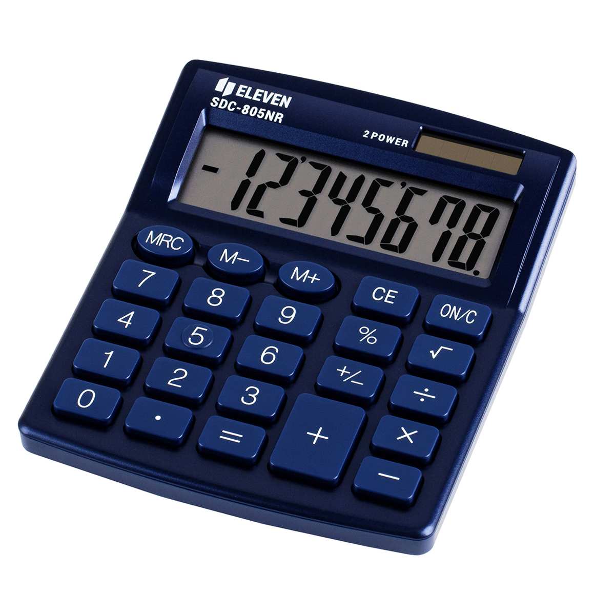 картинка Калькулятор настольный, 8 разрядов, 12,7*10,5*2 см, двойное питание, темно-синий, "SDC-805NR-NV", Eleven от магазина Альфанит в Кунгуре