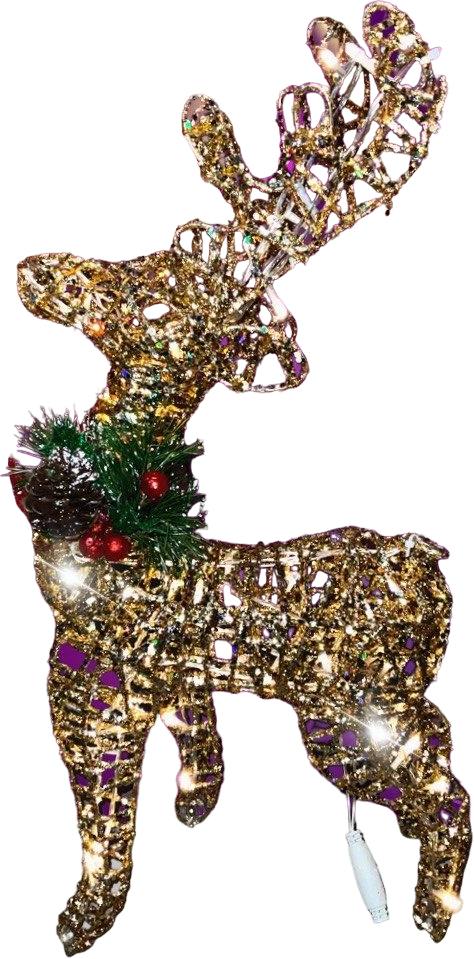 картинка Украшение новогоднее, 38*20 см, металл, золото, с подсветкой, "Олень", YZF-1 от магазина Альфанит в Кунгуре
