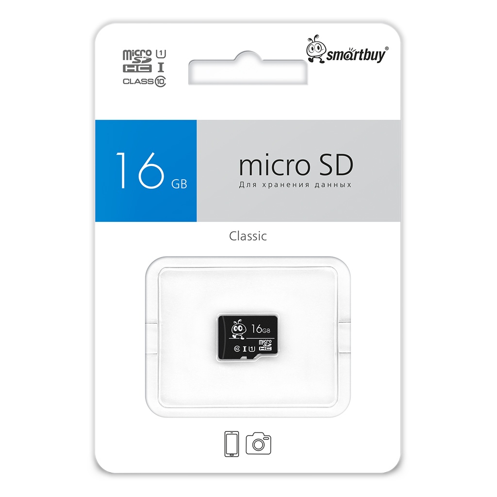 картинка Карта памяти micro-SD SmartBuy 16 GB Class 10, SB16GBSDCL10-00 UHS-I от магазина Альфанит в Кунгуре