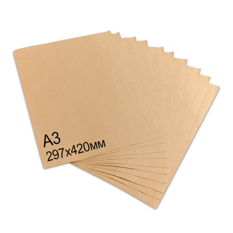 картинка Крафт-бумага в листах А3, 297х420мм, плотность 78 г/м2,100 листов,BRAUBERG,440149 от магазина Альфанит в Кунгуре