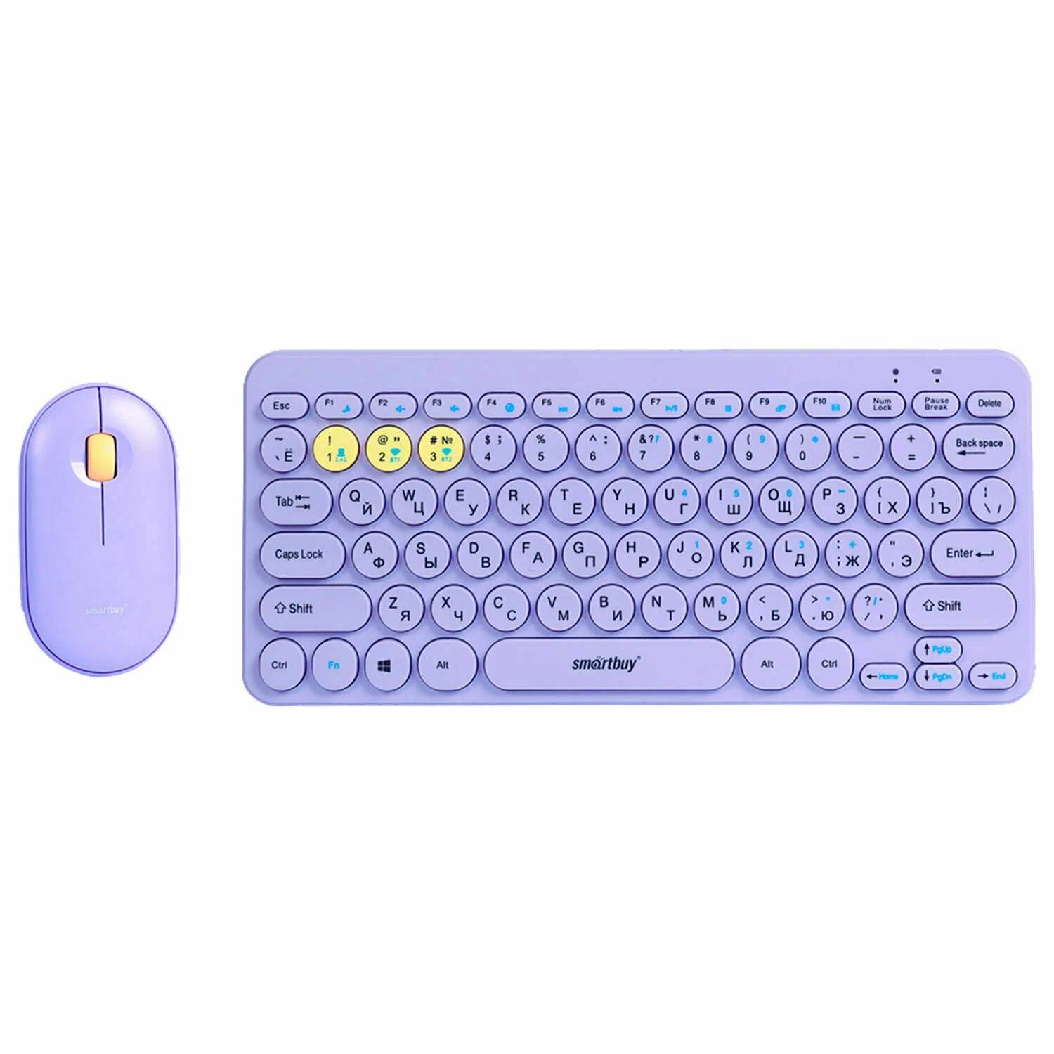 картинка Комплект беспроводной (клавиатура + мышь) SmartBuy 510590AG, 1200 dpi, фиолетовый, SBC-510590AG-V от магазина Альфанит в Кунгуре