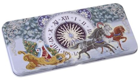 картинка Коробка подарочная прямоугольная, 16,6*7,6*1 см, металл, "Новогодние часы", Феникс Презент, 76349 от магазина Альфанит в Кунгуре