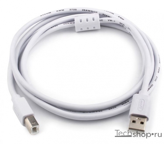 картинка Кабель соединительный для принтера Atcom USB 2.0 AM — USB 2.0 BM, 1,8 м, белый, AT3795 от магазина Альфанит в Кунгуре