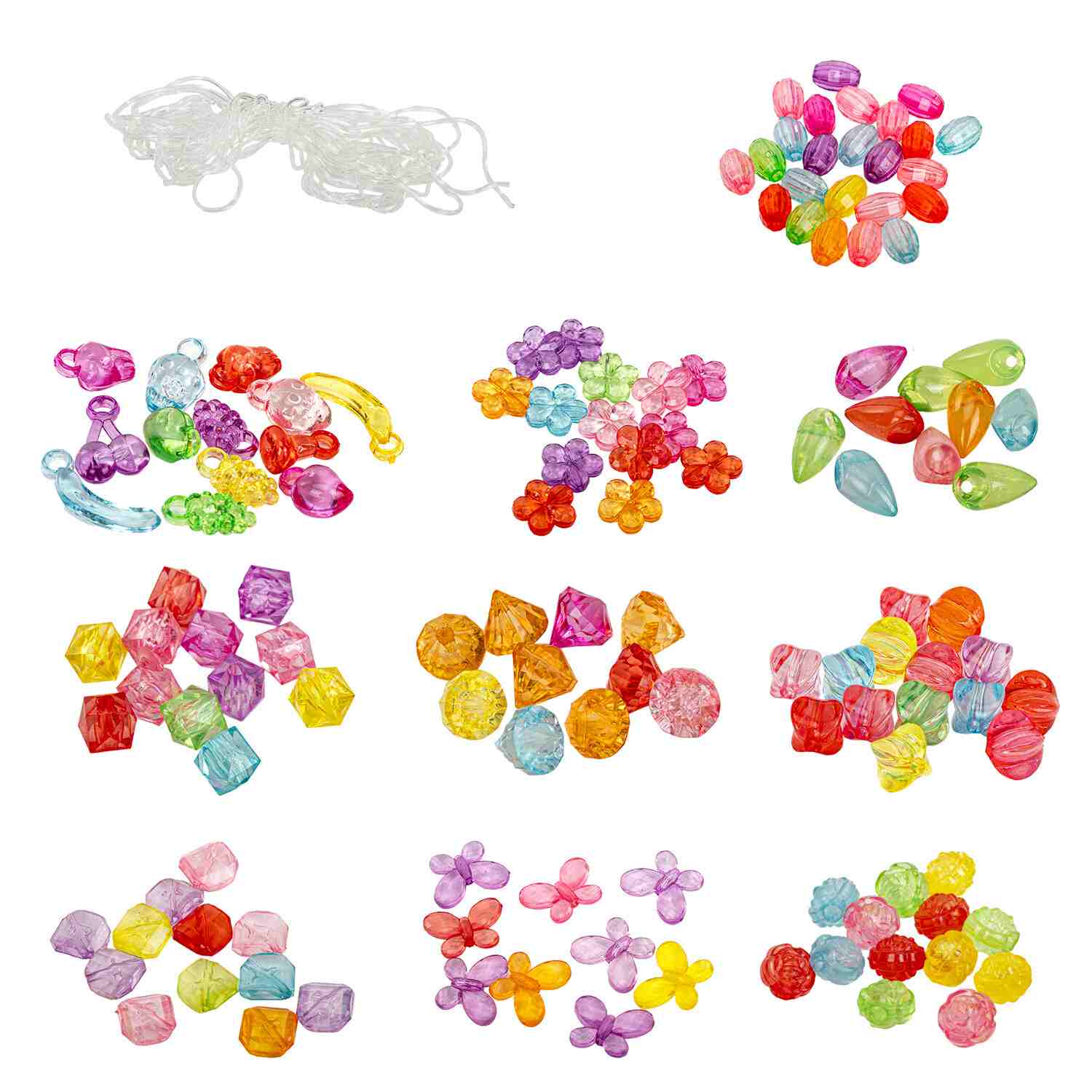 картинка Набор для создания бижутерии, 200 бусин, нить, "Beads Set", BRAUBERG, 664694 от магазина Альфанит в Кунгуре