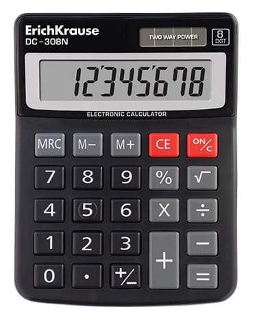 картинка Калькулятор настольный, 12 разрядов, 10*13 см, двойное питание, "DC-312N", Erich Krause, 50312 от магазина Альфанит в Кунгуре