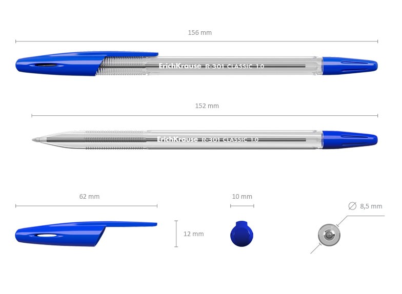 картинка Ручка шариковая, 1,0 мм, синяя, корп. прозрачный, "R-301 Classic Stick", Erich Krause, 43184 от магазина Альфанит в Кунгуре