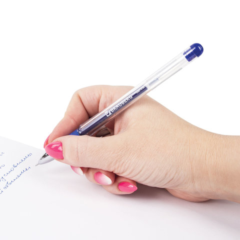 картинка Ручка гелевая, 0,5 мм, синяя, корп. прозрачный, "Gel ink pen", BRAUBERG, 141179 от магазина Альфанит в Кунгуре