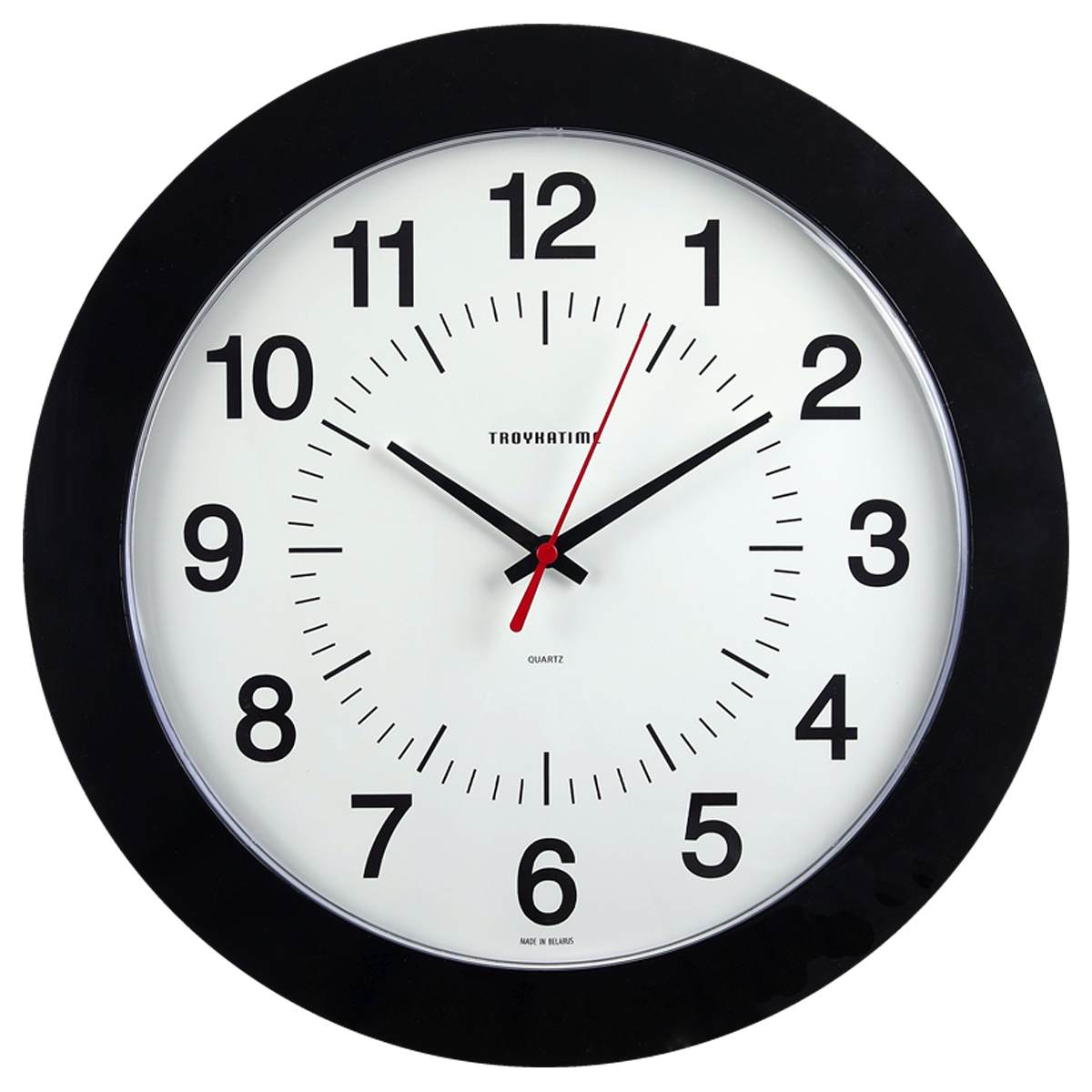картинка Часы настенные 30*30*3,5 см, круглые, черная рамка, плавный ход, Troyka, 51500514 от магазина Альфанит в Кунгуре