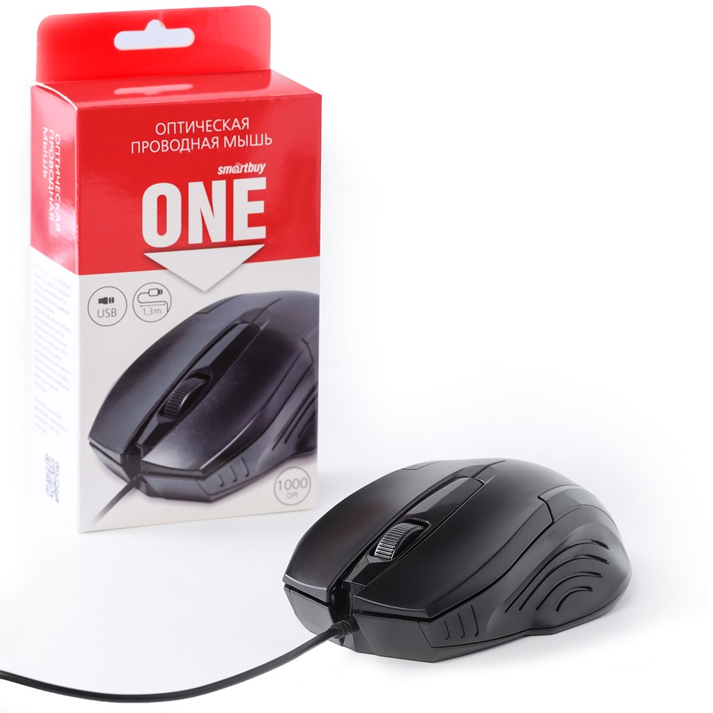 картинка Мышь проводная SmartBuy 210 One, 1000 dpi, черный, SBM-210-K от магазина Альфанит в Кунгуре