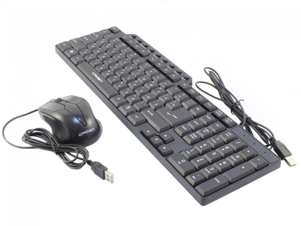 картинка Комплект проводной (клавиатура + мышь) Crown CMMK-520B, USB, черный от магазина Альфанит в Кунгуре