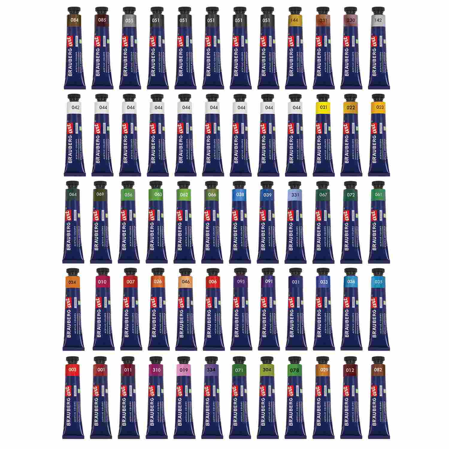 картинка Краски акриловые, 49 цв, 60 шт по 22 мл, BRAUBERG, 192246 от магазина Альфанит в Кунгуре