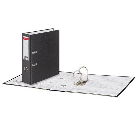 картинка Папка-регистратор, А4, корешок 80 мм, до 600 л, картон, черный, с карманом, BRAUBERG, 227189 от магазина Альфанит в Кунгуре