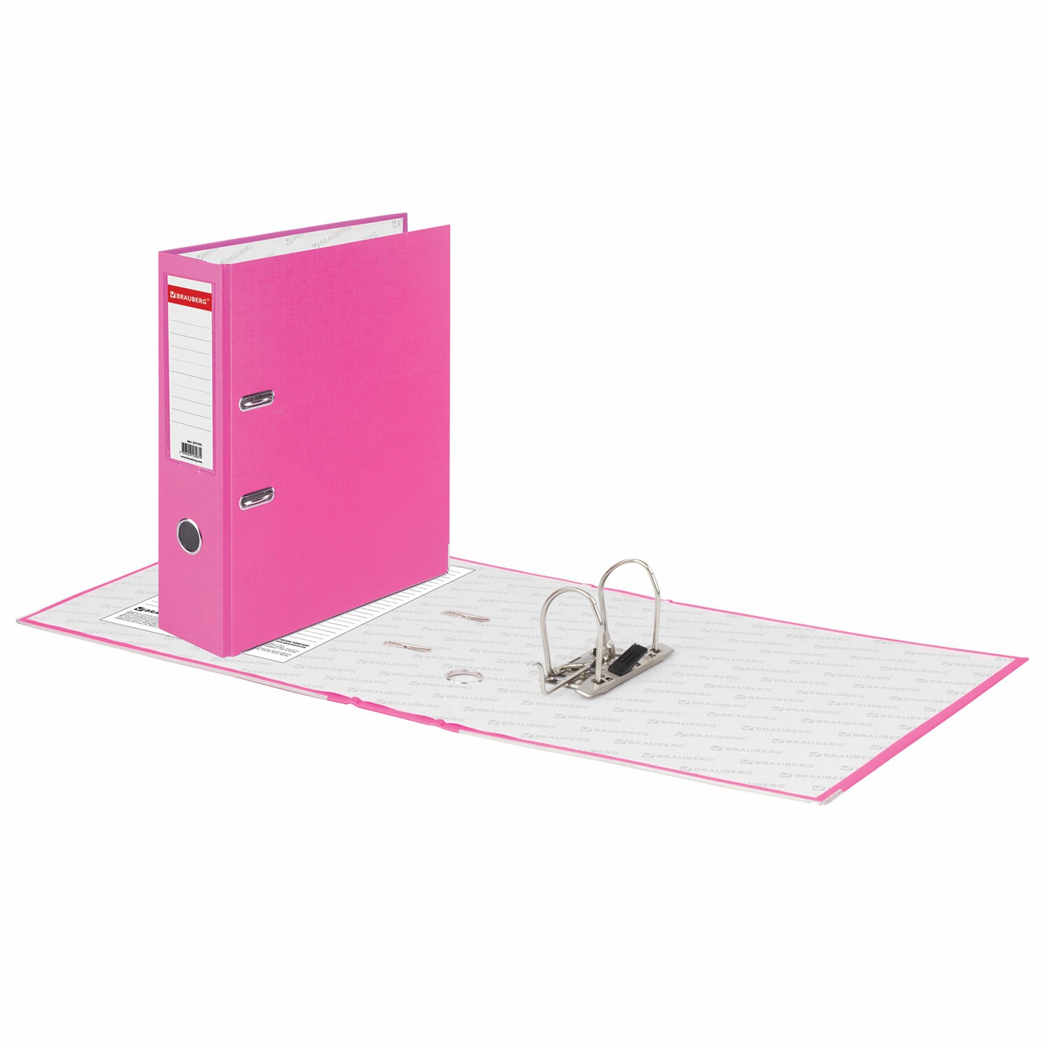 картинка Папка-регистратор, А4, корешок 80 мм, до 600 л, картон, розовый, с карманом, BRAUBERG, 227195 от магазина Альфанит в Кунгуре