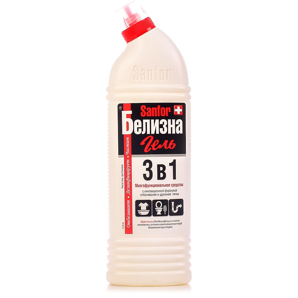 картинка Белизна, 1 л, бутыль с дозатором, гель, "3 в 1", Sanfor, 2730 от магазина Альфанит в Кунгуре