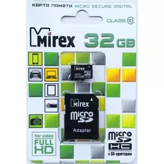 картинка Карта памяти micro-SD Mirex 32 GB Class 10, с адаптером, 13613-ADSUH32 UHS-I от магазина Альфанит в Кунгуре