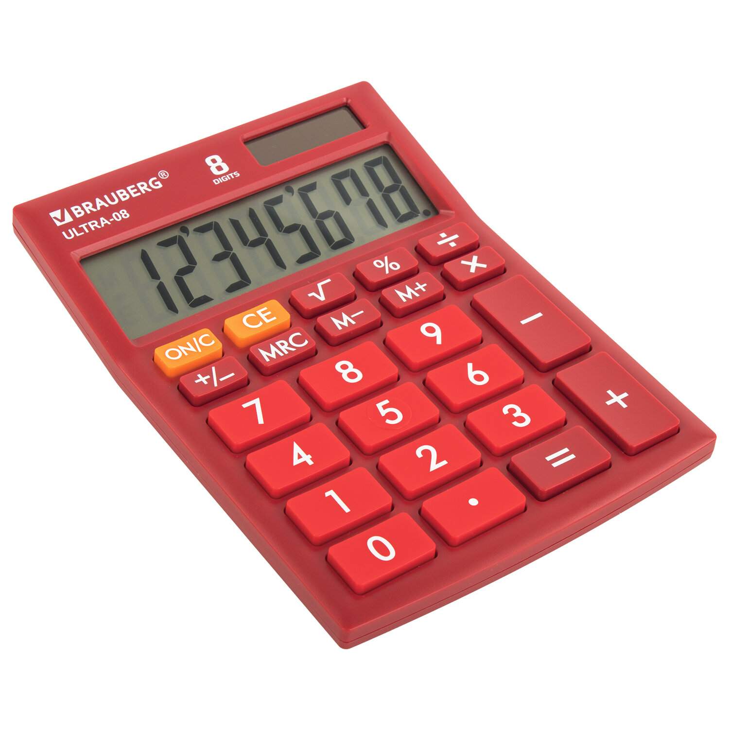 картинка Калькулятор настольный, 8 разрядов, 15,4*11,5 см, двойное питание, бордовый, "ULTRA-08-WR", BRAUBERG, 250510 от магазина Альфанит в Кунгуре