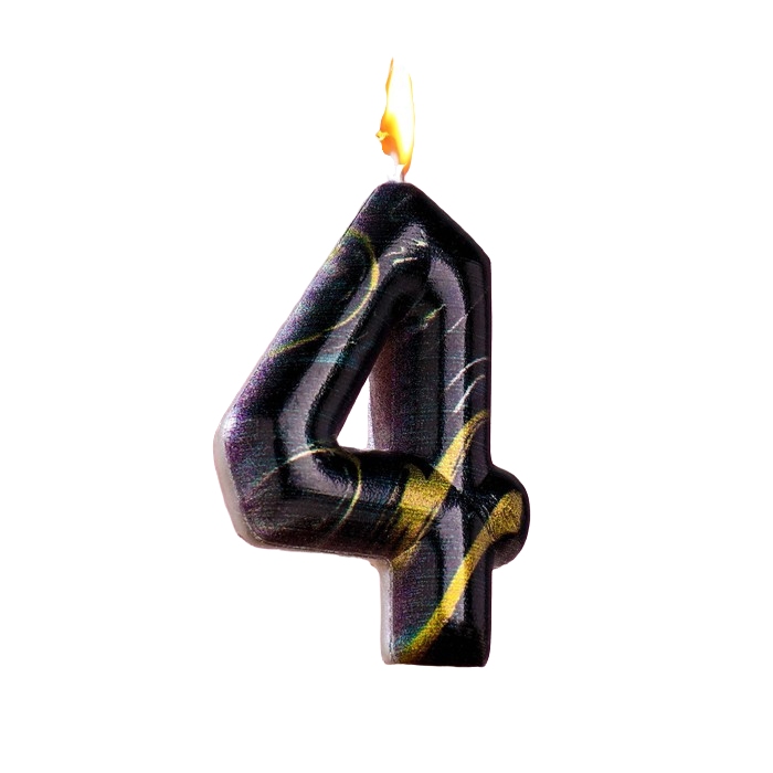 картинка Свеча для торта, 8 см, "Черный мрамор. 4", 6990858 от магазина Альфанит в Кунгуре