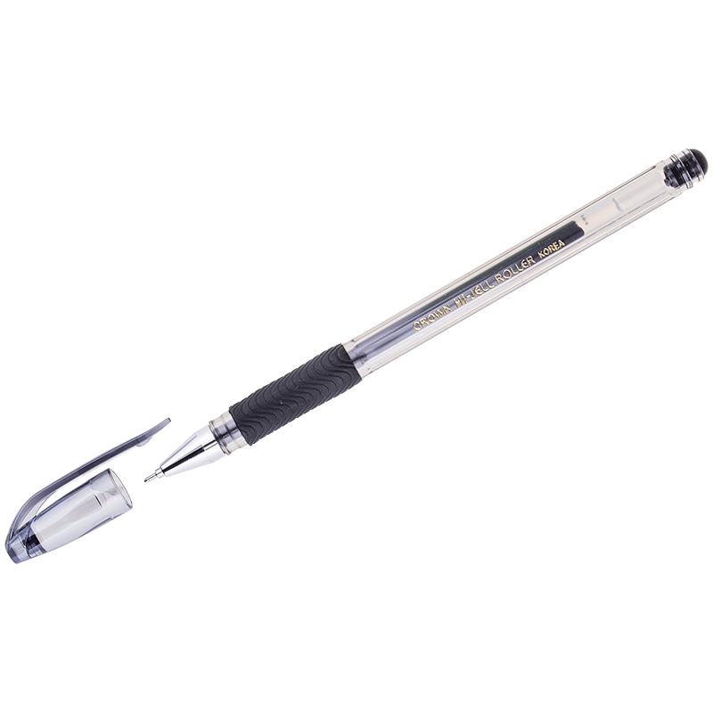 картинка Ручка гелевая, 0,7 мм, черная, корп. прозрачный, грип, "Hi-Jell Needle Grip", Crown, HJR-500RNB от магазина Альфанит в Кунгуре