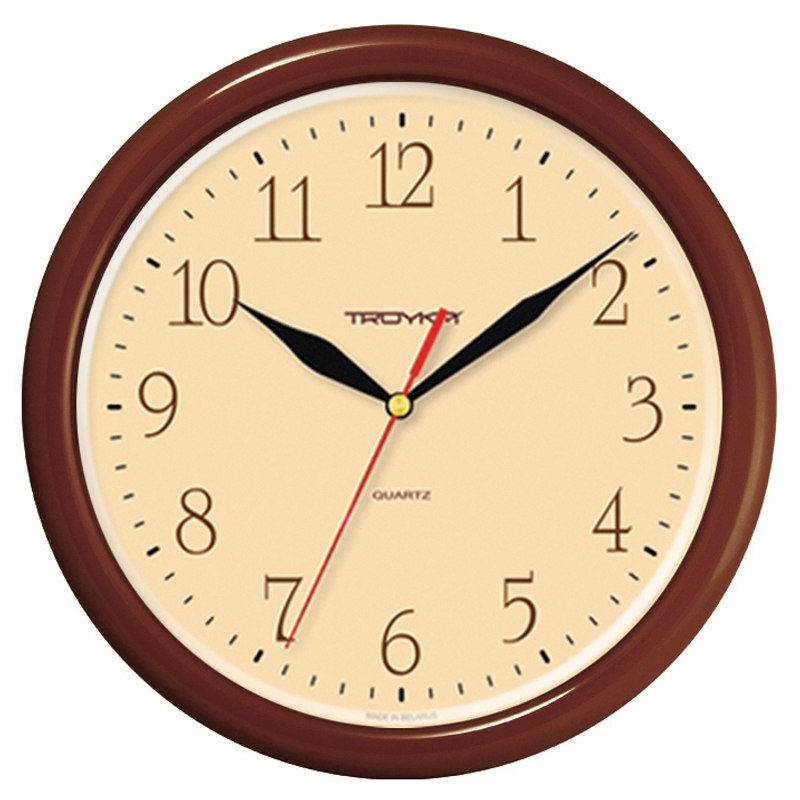 картинка Часы настенные 24*24*3 см, круг, коричневая рамка, Troyka, 21234287 от магазина Альфанит в Кунгуре