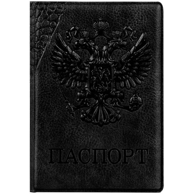 картинка Обложка для паспорта, кожзам, черный, "Герб", OfficeSpace, 311118 от магазина Альфанит в Кунгуре