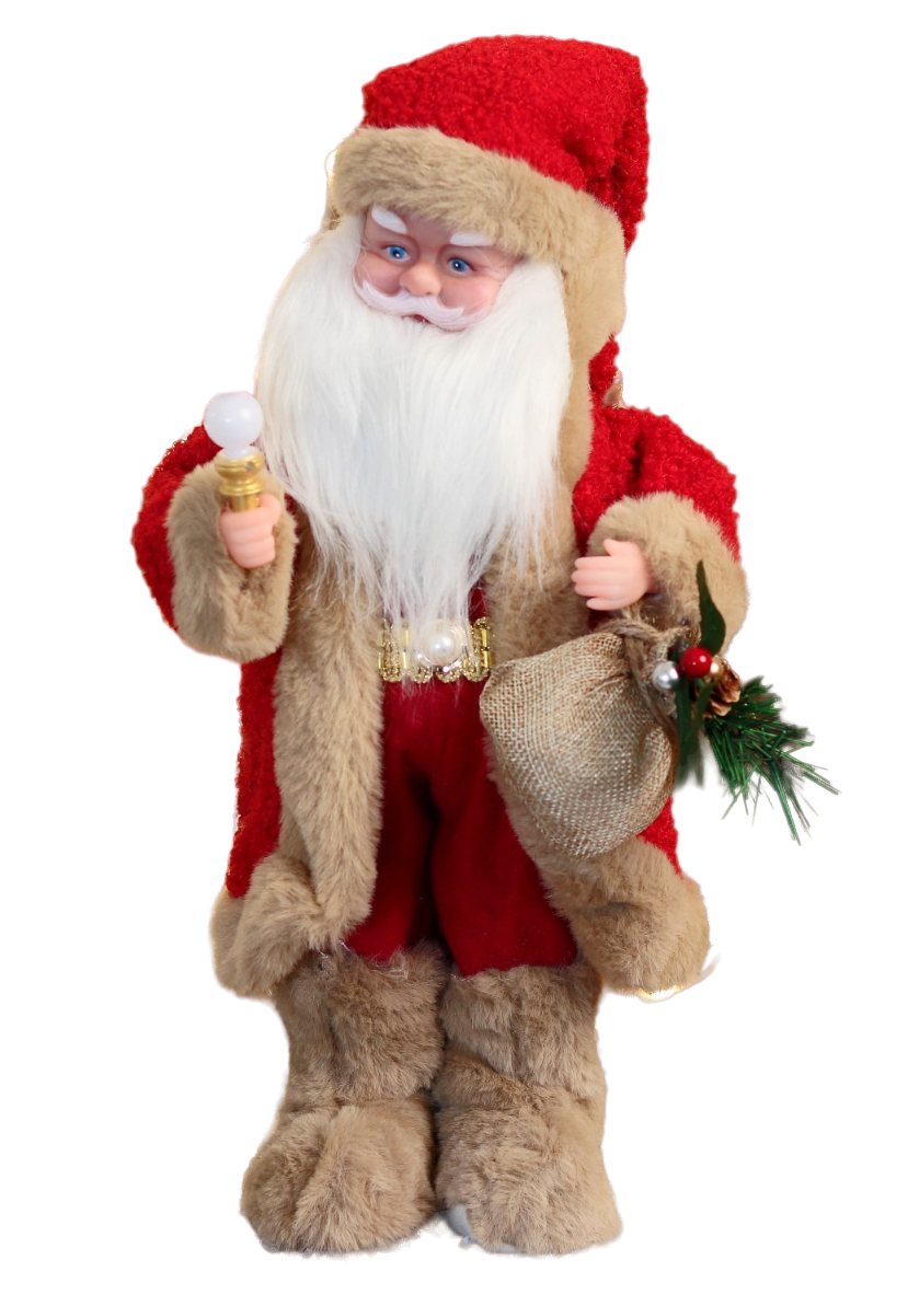 картинка Дед Мороз, 40 см, двигается, в костюме с коричневым мехом, 9692518 от магазина Альфанит в Кунгуре