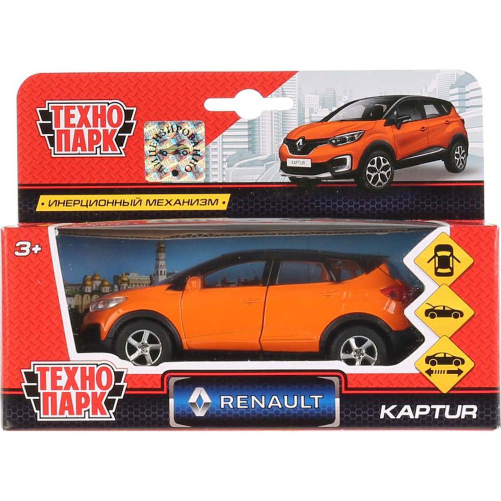 картинка Машина, 12 см, инерция, металл, оранжевый, в коробке, "Renault kaptur", ТехноПарк, SB-18-20-RK1-WB от магазина Альфанит в Кунгуре