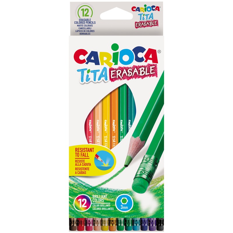картинка Карандаши цветные, 12 цв, пластик, стираемые, "Tita Erasable", Carioca, 42897 от магазина Альфанит в Кунгуре