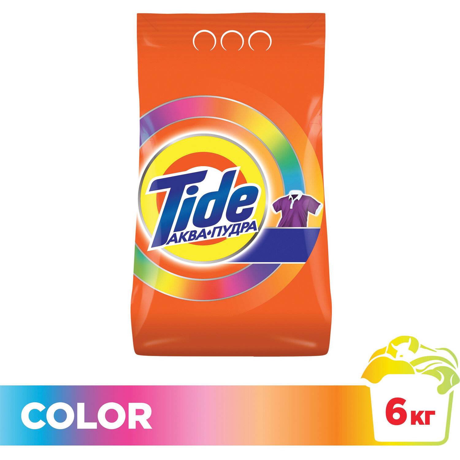 картинка Порошок стиральный 6 кг, пакет, автомат, цветные ткани, "Color", Tide от магазина Альфанит в Кунгуре