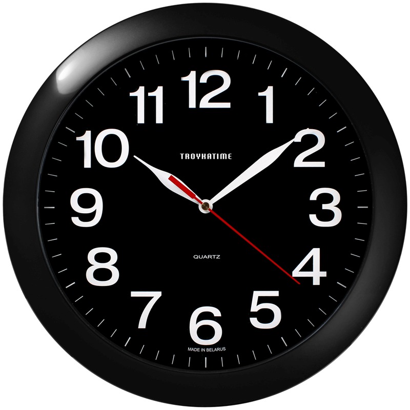 картинка Часы настенные 29*29*3,5 см, круглые, черная рамка, Troyka,  11100196 от магазина Альфанит в Кунгуре