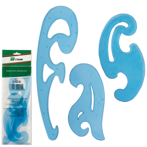 картинка Набор лекал 12, 17, 25 см, пластик, флуоресцентный, ассорти, СТАММ, ЛК02, ЛК01 от магазина Альфанит в Кунгуре