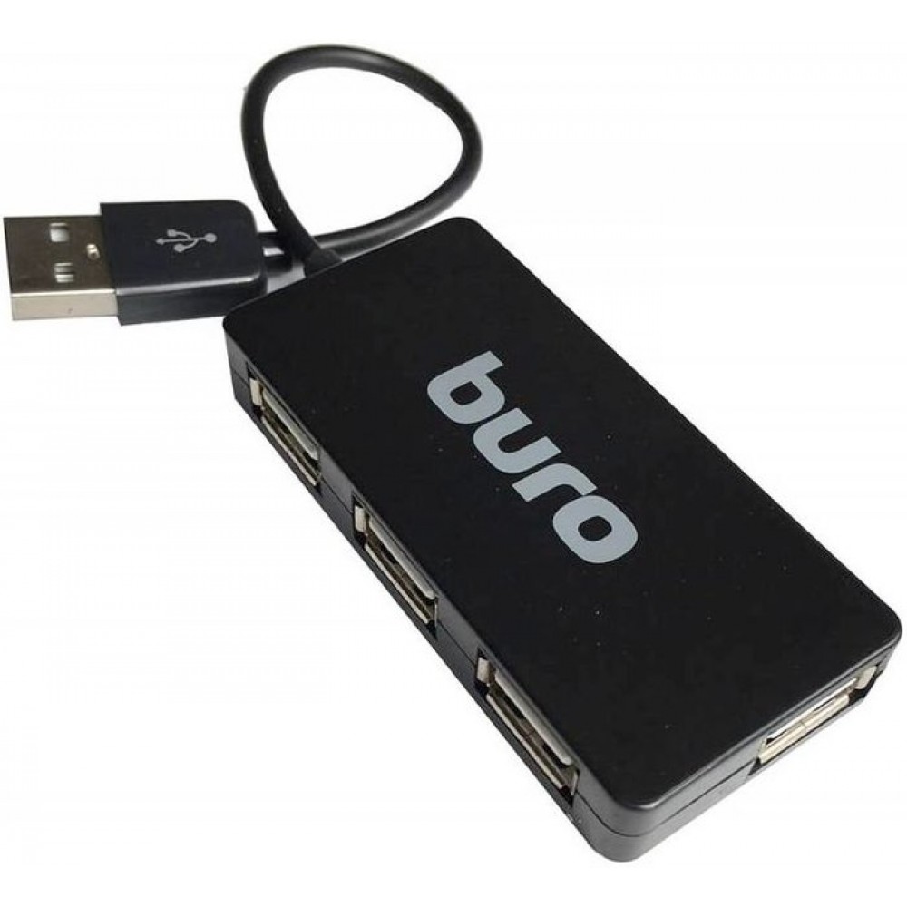 картинка Разветвитель Buro BU-HUB4-U2.0-Slim, USB 2.0, 4 порта, черный от магазина Альфанит в Кунгуре