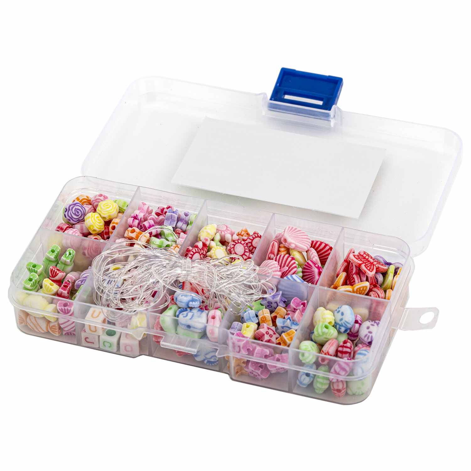 картинка Набор для создания бижутерии, 200 бусин, 10 видов, нить, "Beads Set", BRAUBERG KIDS, 664693 от магазина Альфанит в Кунгуре