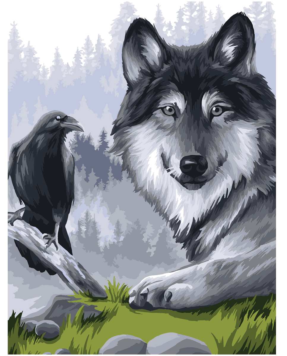 картинка Картина по номерам, 30*40 см, на картоне, "Ворон и волк", Три совы, КК_53775 от магазина Альфанит в Кунгуре