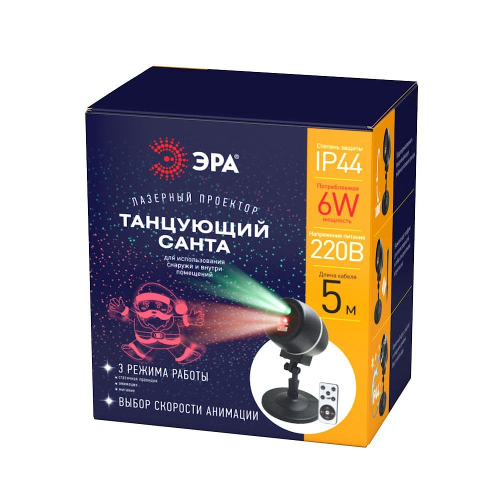 картинка Прожектор, 2 цвета, мультирежим, "Танцующий Санта", ЭРА, ENIOP-06 от магазина Альфанит в Кунгуре