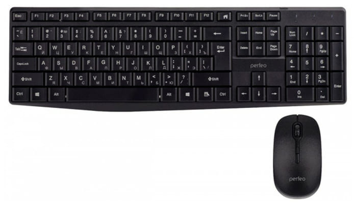 картинка Комплект беспроводной (клавиатура + мышь)  Perfeo 4499, черный, PF_A4499 от магазина Альфанит в Кунгуре